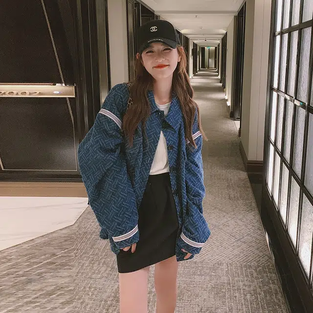 袋鼠 小个子韩系慵懒宽松休闲上衣牛仔外套 女款