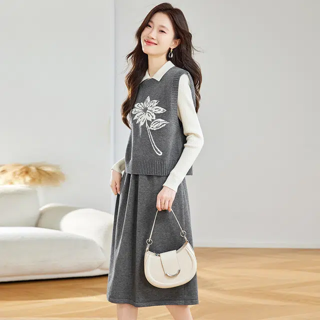 袋鼠 优雅时尚高贵修身休闲保暖显瘦甜美裙装套装 女款