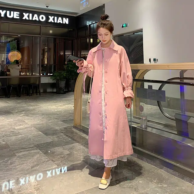 袋鼠 高级小众减龄韩系休闲中长款外套风衣 女款