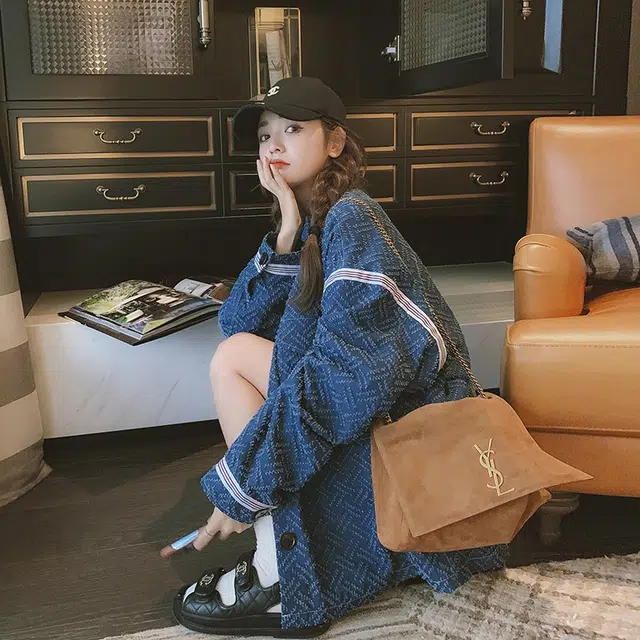 袋鼠 小个子韩系慵懒宽松休闲上衣牛仔外套 女款