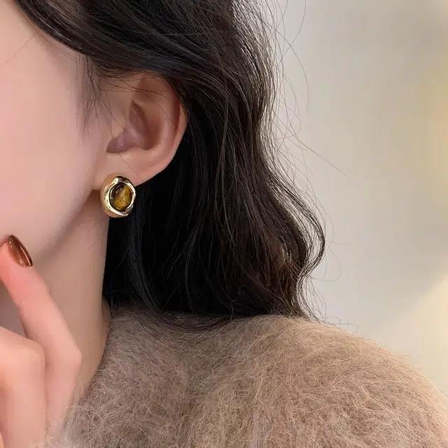 韵系 秋冬美拉德几何 铜镀金 耳环 女款