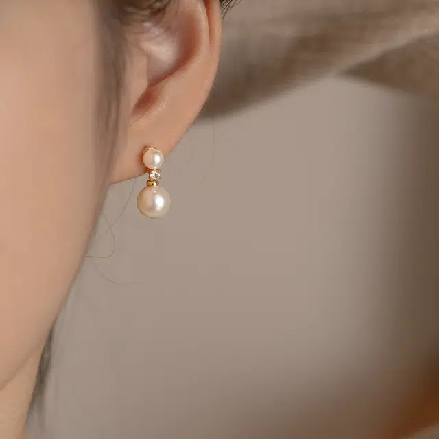 韵系 法式高级感珍珠 铜镀金 耳环 女款