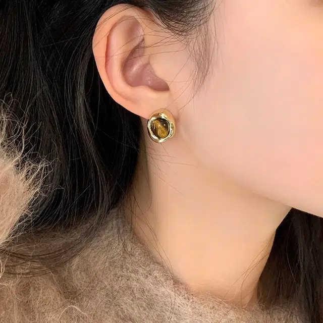 韵系 秋冬美拉德几何 铜镀金 耳环 女款