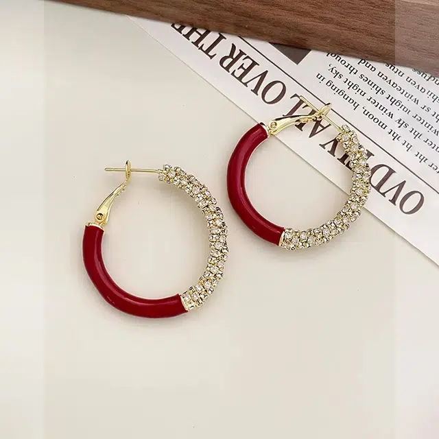 韵系 大气安可拉红素圈 铜镀金 耳环 女款