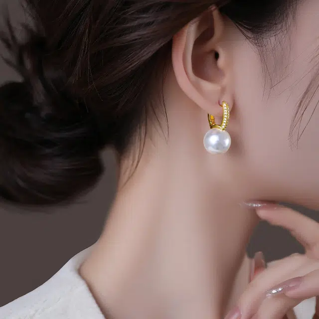 韵系 轻奢经典法式珍珠 铜镀金 耳环 女款