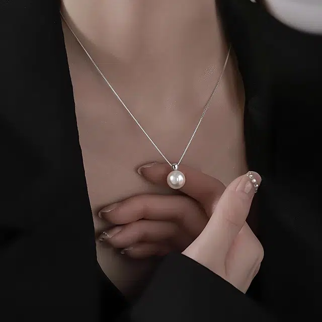 韵系 简约锁骨链轻奢小众设计感高级颈链 仿珍珠 项链 女款