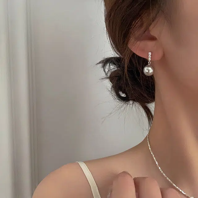韵系 微镶锆石施家珍珠 铜镀金 耳环 女款