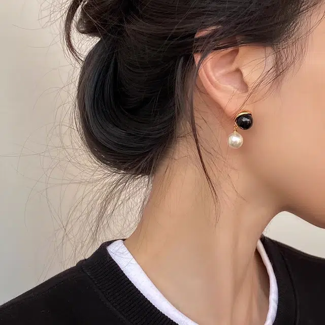 韵系 复古美拉不对称高级感 仿珍珠 耳环 女款