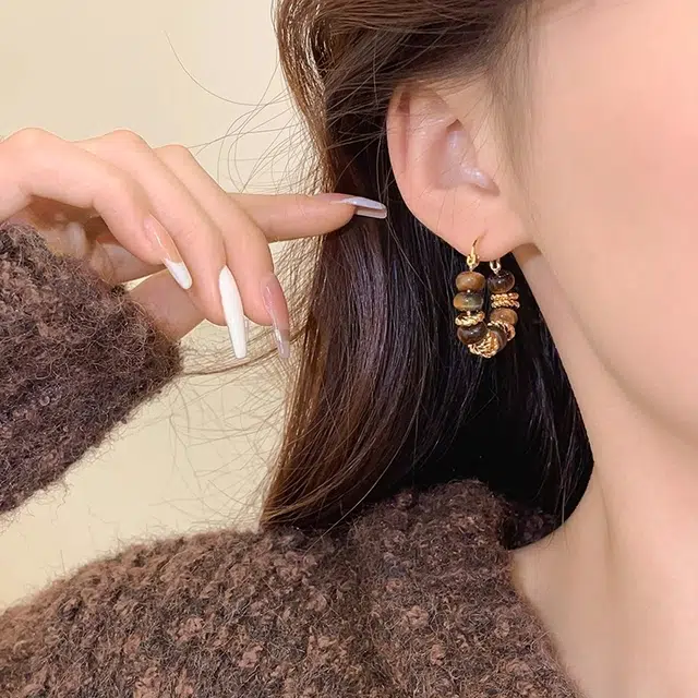 韵系 小众高级感耳饰美拉德复古耳扣 铜 耳环 女款