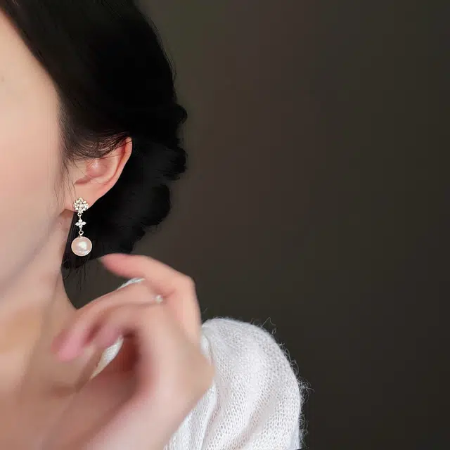韵系 雪花珍珠耳坠 精致轻奢小众设计高级感 耳环 女款
