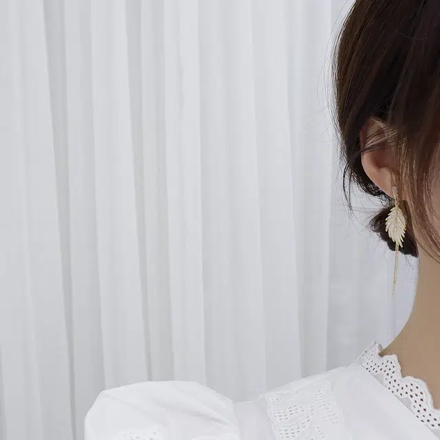 韵系 树叶流苏潮小众设计流苏金叶高级感耳饰 锆石 耳环 女款