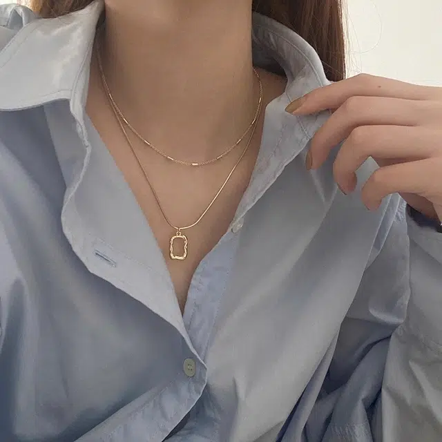 韵系  双层叠戴高级感几何 铜镀金 项链 女款