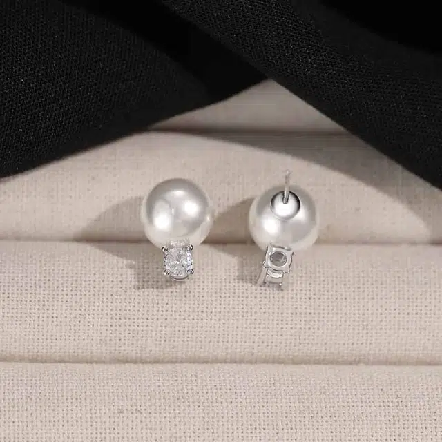 韵系 轻奢简约闪钻锆石仿珍珠 铜镀金 耳钉 女款