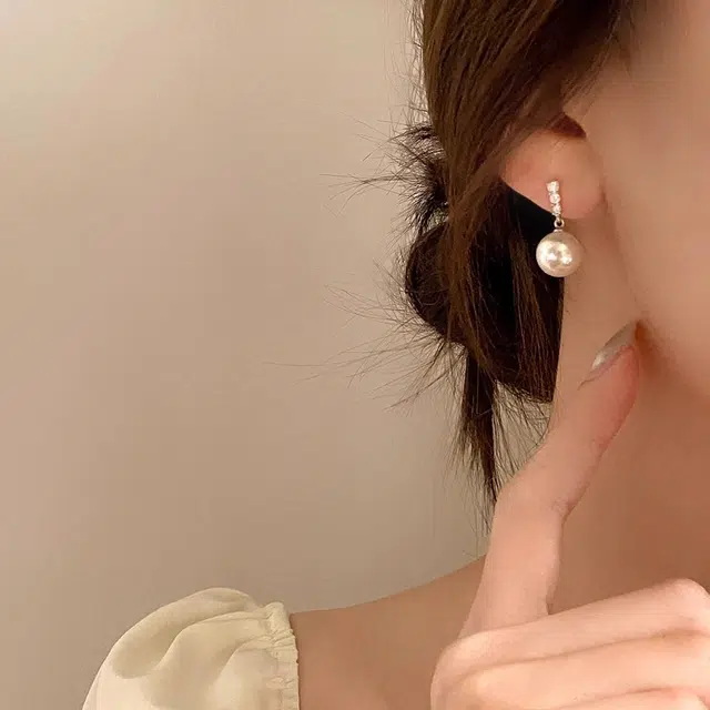 韵系 微镶锆石施家珍珠 铜镀金 耳环 女款