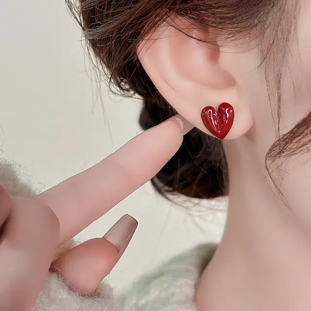 韵系 立体肌理感爱心 铜镀金 耳钉 女款