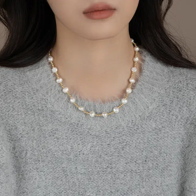 韵系 美人钱币吊坠淡水珍珠 铜镀金 项链 女款