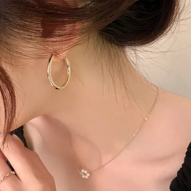 韵系 冷淡风耳圈轻奢小众设计感简约素圈 铜镀金 耳环 女款