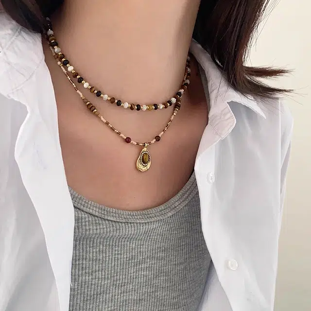 韵系 美拉德风串珠 铜镀金 项链 女款