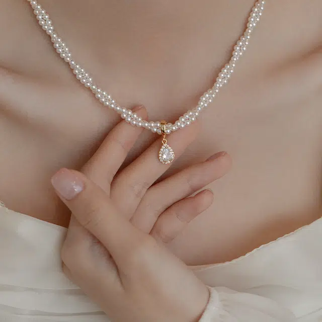 韵系 轻奢水滴 吊坠双层 铜镀金 项链 女款