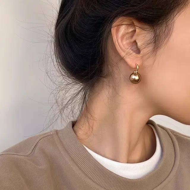 韵系 美拉德香槟色珍珠 铜镀金 耳环 女款