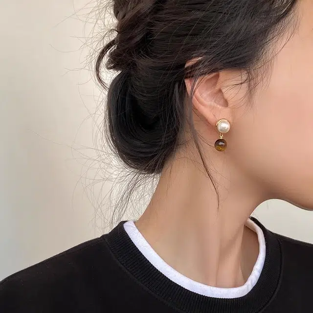 韵系 复古美拉不对称高级感 仿珍珠 耳环 女款
