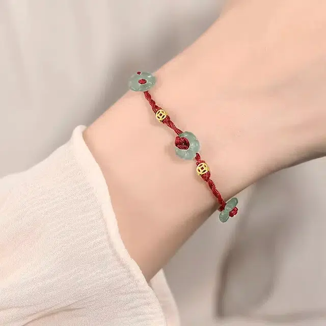 韵系 【有钱花】暴富红绳 铜镀金 手链 女款