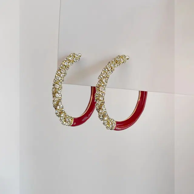 韵系 大气安可拉红素圈 铜镀金 耳环 女款