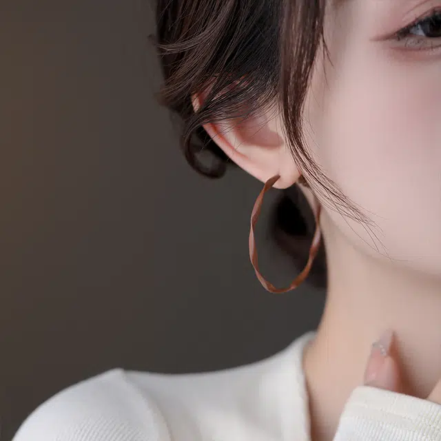 韵系 美拉德咖色夸张大圈圈气质 冷淡风素圈 耳环 女款