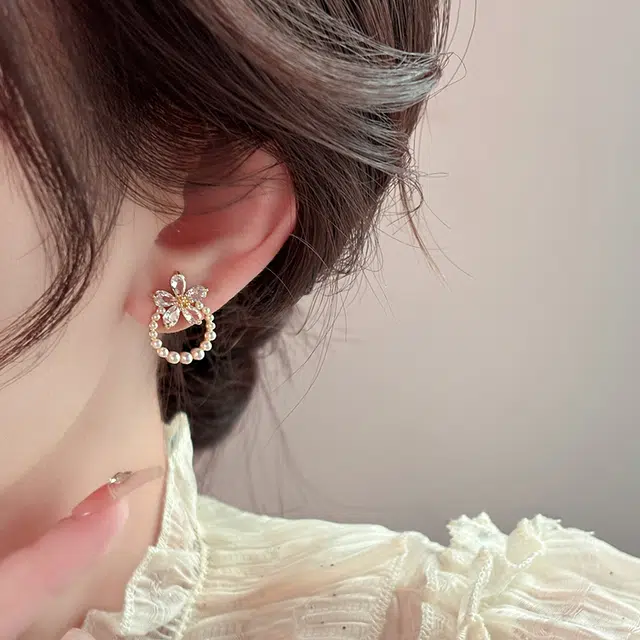 韵系 甜美花朵 锆石 耳环 女款