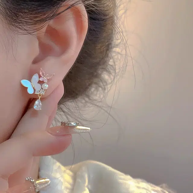 韵系 超仙甜美蝴蝶 铜镀金 耳环 女款