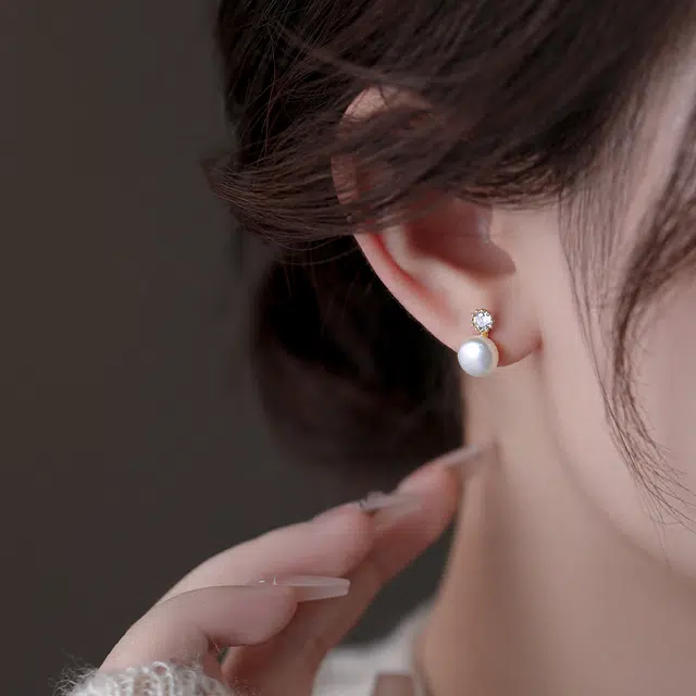 韵系 高级感轻奢耳饰 锆石淡水珍珠 耳钉 女款