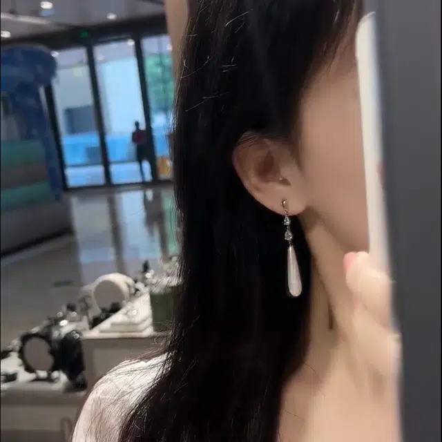 韵系 新中式复古长款水滴珍珠 铜镀金 耳环 女款