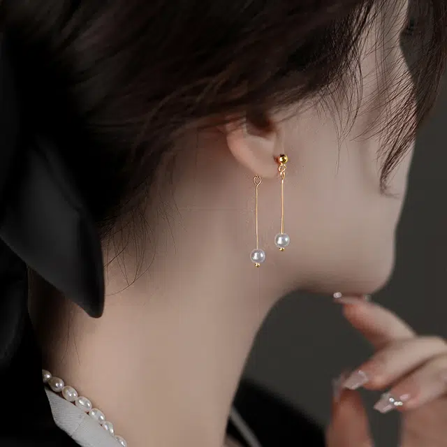 韵系 高级感时尚简约前后戴一款两戴 珍珠 耳环 女款