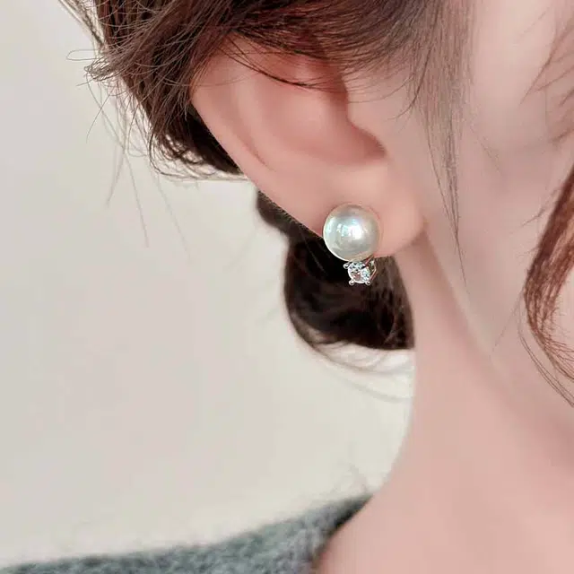 韵系 轻奢简约闪钻锆石仿珍珠 铜镀金 耳钉 女款