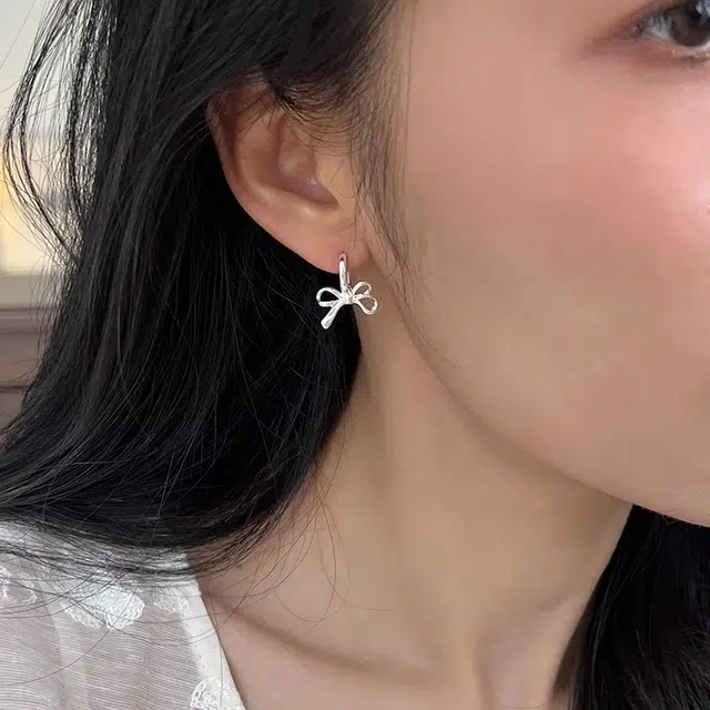 韵系 轻奢丝带蝴蝶结耳扣通勤 铜镀金 耳环 女款