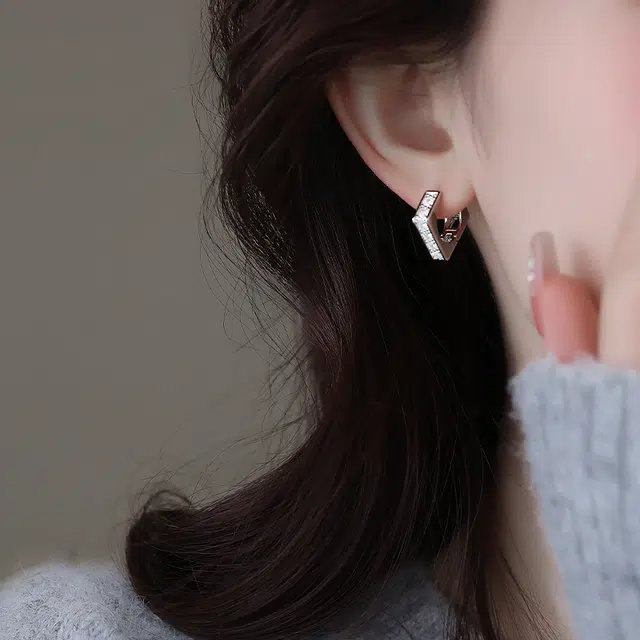 韵系 法式轻奢几何锆石 铜镀金 耳环 女款
