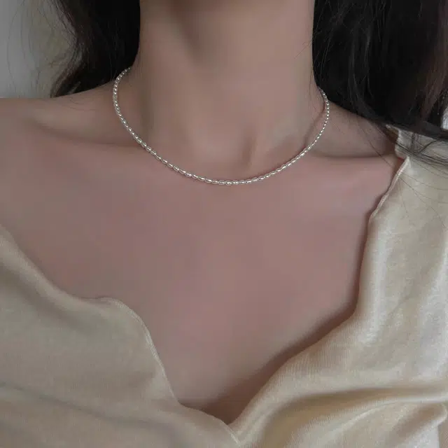韵系 小米珠 气质锁骨链小众设计感高级法式 仿珍珠 项链 女款