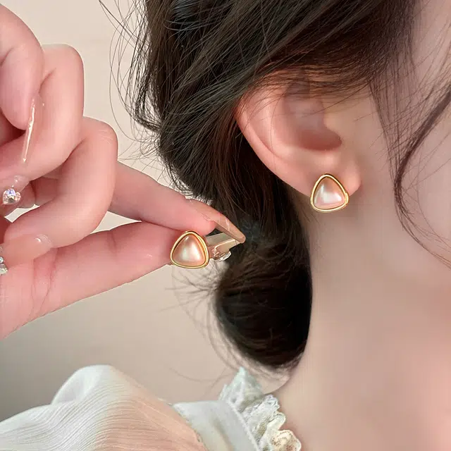 韵系 简约几何小众设计高级感 铜镀金 耳钉 女款