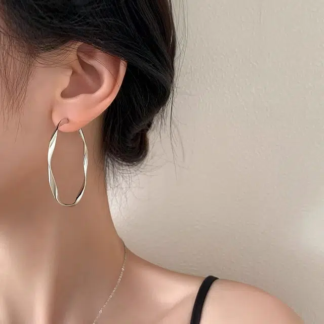 韵系 莫比乌斯环素圈 铜镀金 耳环 女款