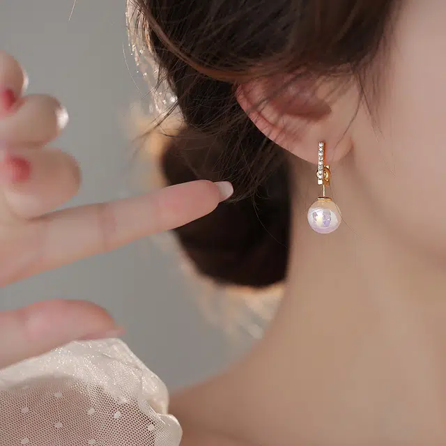 韵系 法式 锆石珍珠 耳环 女款