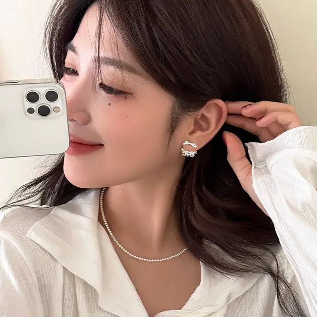 韵系 法式蕾丝裙边蝴蝶结 铜镀金 耳环 女款