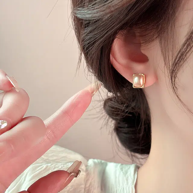 韵系 时尚设计感几何 仿珍珠 耳钉 女款
