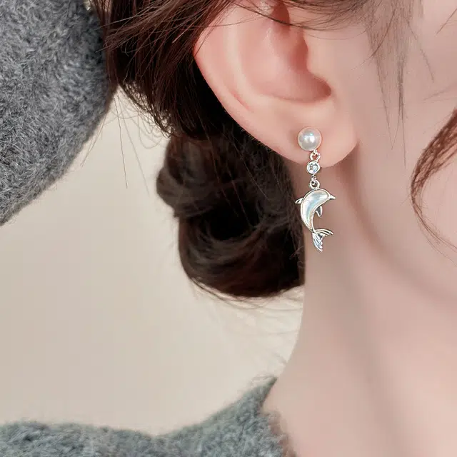 韵系 月光海豚 铜镀金 耳环 女款