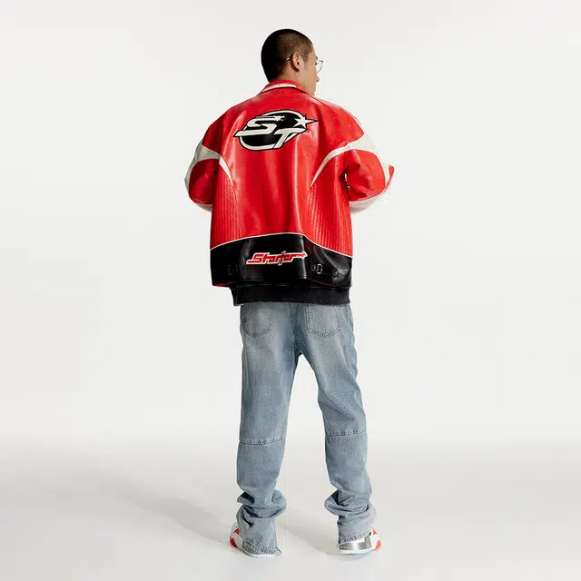 STARTER Retro Colorblock Leather Jacket