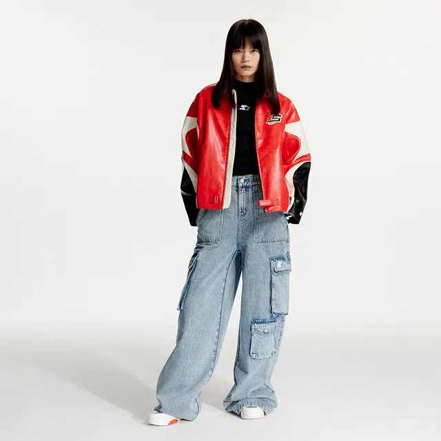 STARTER Retro Colorblock Leather Jacket