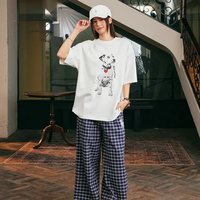 HARSH AND CRUEL Relaxed Spot Dog Print T-Shirt White