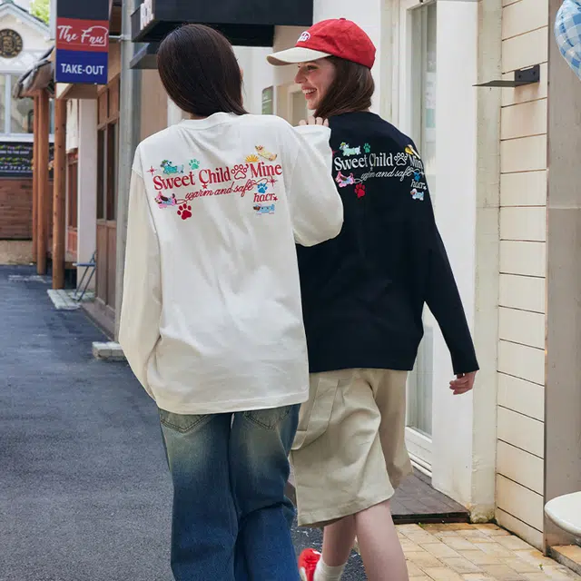 HARSH AND CRUEL Embroidered Puppy Long Sleeve T-Shirt