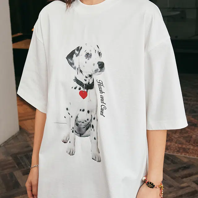 HARSH AND CRUEL Relaxed Spot Dog Print T-Shirt White