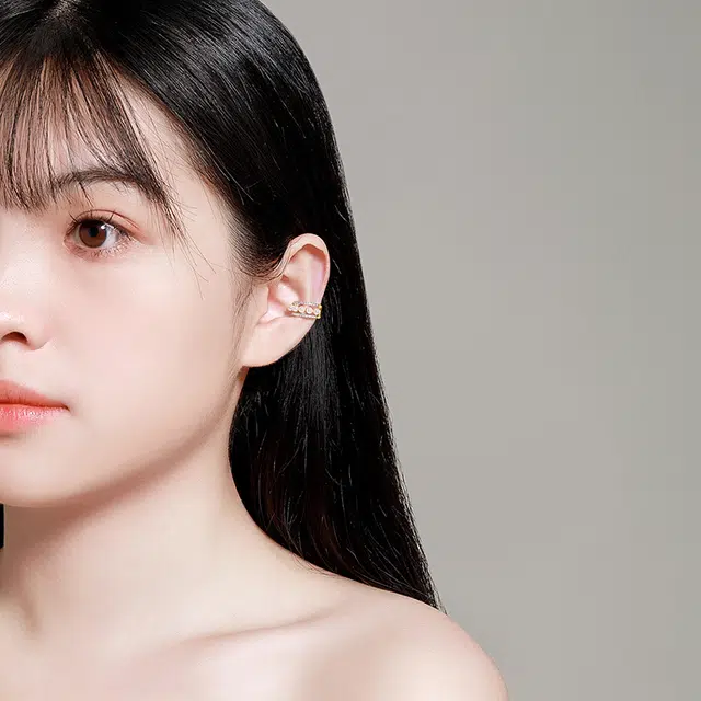 梦金园 小清新甜美风耳饰 时尚百搭耳坠 高级感首饰 耳夹 女款 纪念日礼物礼盒