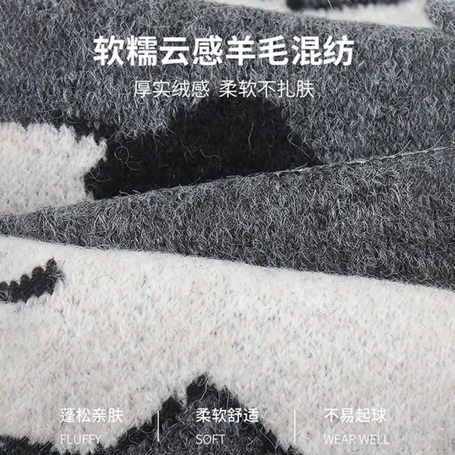【氛围感~韩系小狗】 攸委 可爱卡通狗狗图案针织围巾女秋冬季保暖防寒加厚 羊毛混纺 学生时尚百搭柔软护颈围脖披肩男 男女同款情侣款
